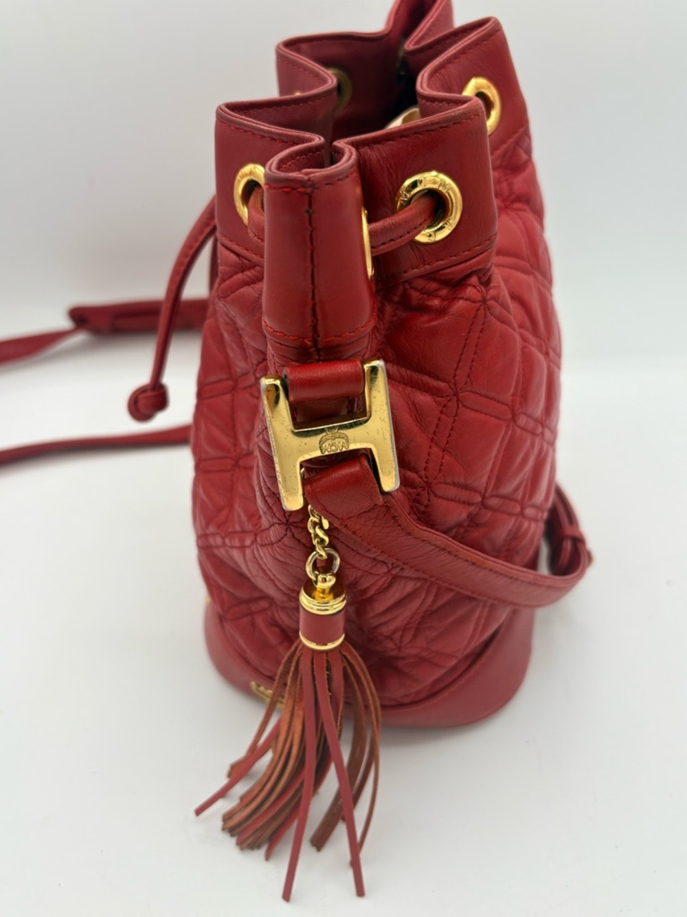MCM Mini Bucket Leather Bag Studded Crossbody Bag - Picture 4 of 16